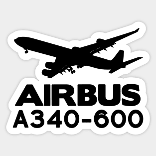 Airbus A340-600 Silhouette Print (Black) Sticker